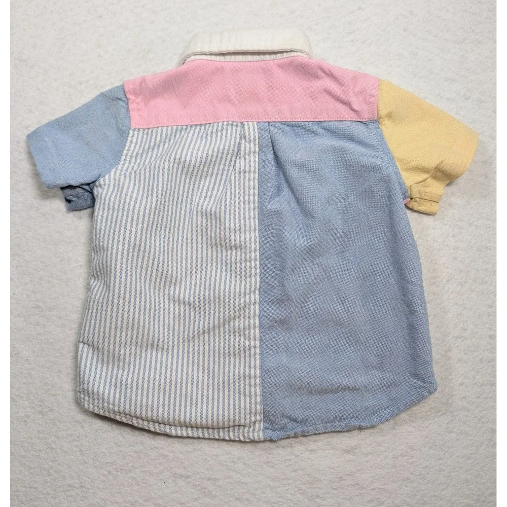 Ralph Lauren Baby Boys Colorblock Fun Shirt Pastel Stripe Oxford 6M